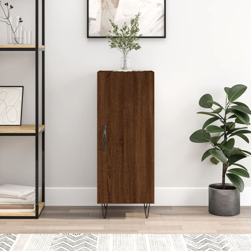 Hysham Metal 1 - Door Rectangle Accent Cabinet, Brown Oak