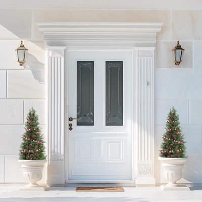 Faux Cedar Tree, Outdoors UV Protection Faux Cedar Tree Pine Tree, Outdoor Front Porch Décor 2Pcs