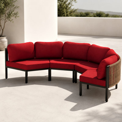 4 People Aluminum Outdoor Patio Sectional Sofa Set 
