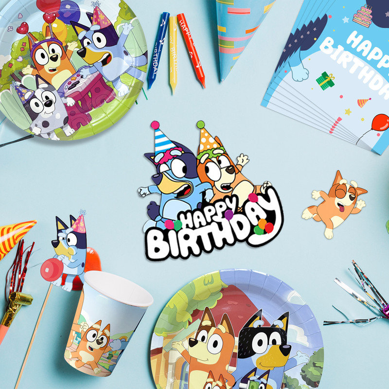 Bluey Birthday Decorations, Bluey Party Decorations & Bluey Tableware Sets