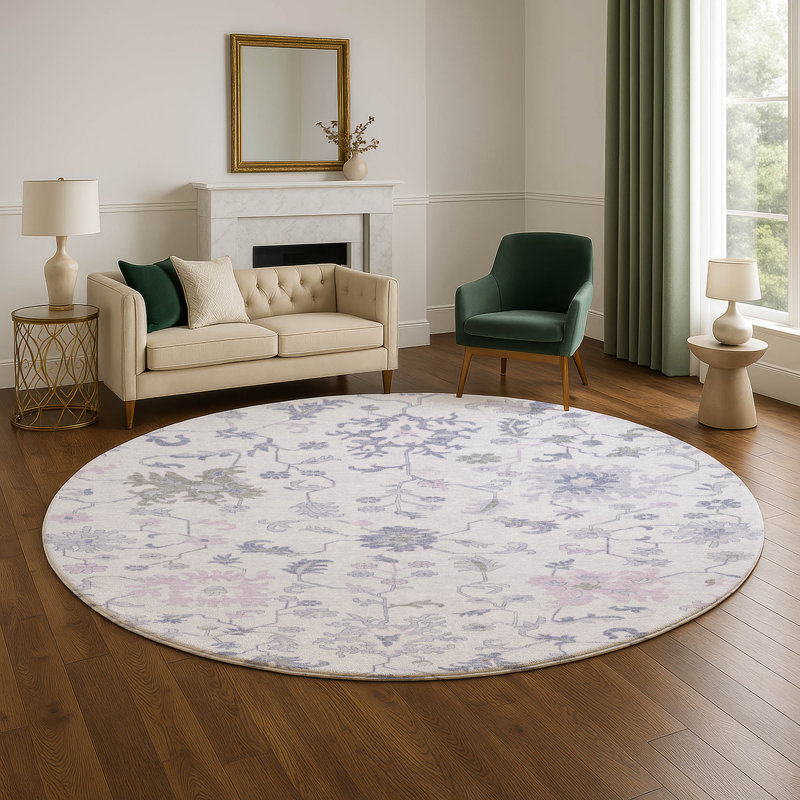 Premium Machine Washable Crestover AMF1854 Global Rug, Round 8'
