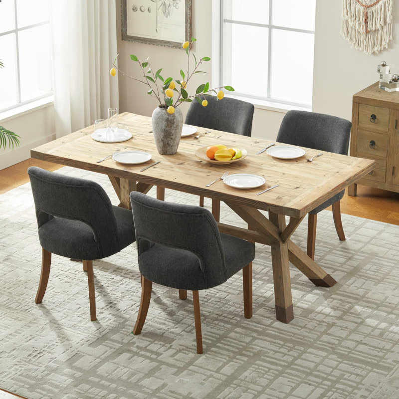 Ensemble de 4 chaises de salle à manger rembourrées, Gris anthracite chenille