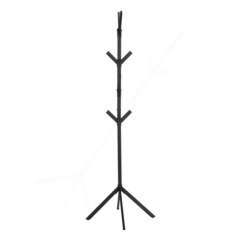 Coat Rack, Hall Tree, Free Standing, 8 Hooks, Entryway, 70"H, Bedroom, Black Metal, Contemporary, Modern, Black