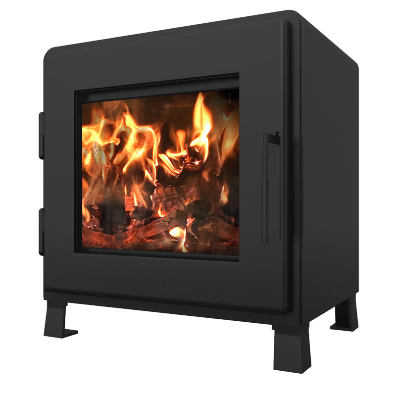 Nova 1500 pieds carrés Pi. Poêle à bois à évacuation directe, Noir satiné