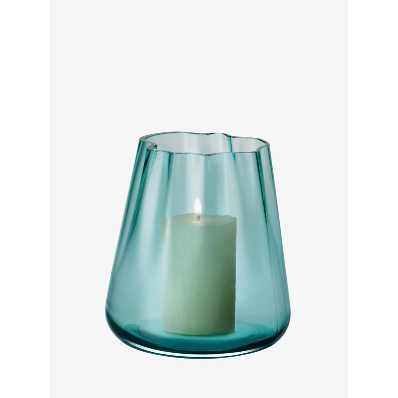 Lagoon Hurricane Candle Holder, 7.25" H x 6.75 W x 6.75" D, Sea Green