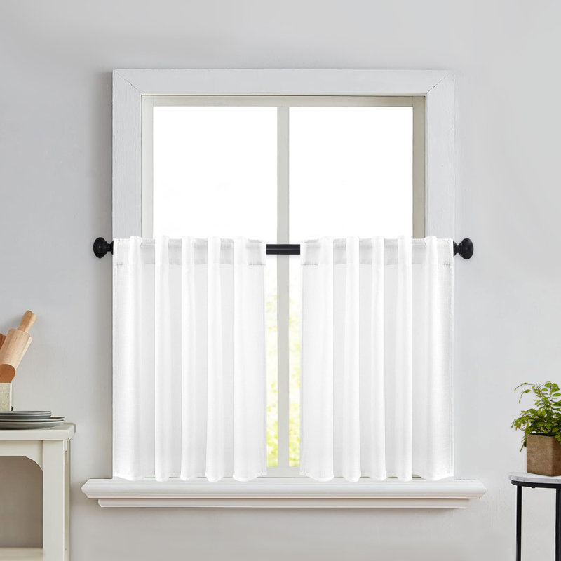 Rideau de café semi-diaphane Browerville, L 36 po x L 36 po, Blanc
