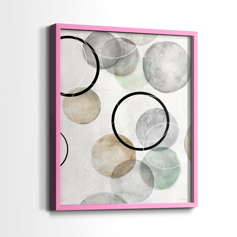 Bulles I, reproduction encadrée - bois massif, Rose, H 21 po x l 17 po