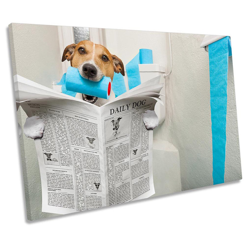 Jack Russell Dog Newspaper - Wrapped Canvas Print, 40.6cm H x 61cm W