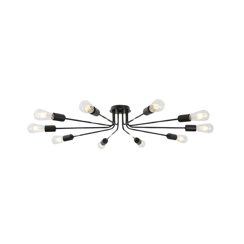 Plafonnier semi-encastré 10 lumières Spoutnik, Noir