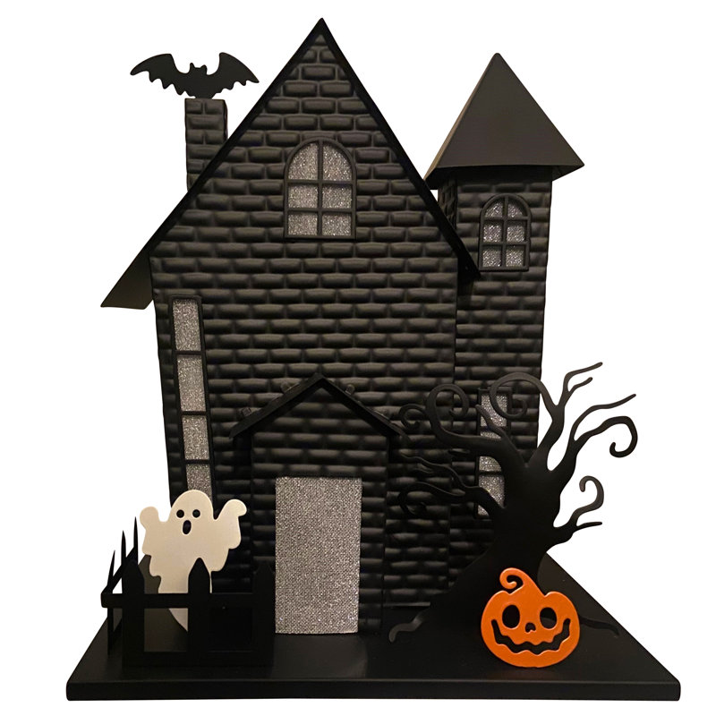 Maison hantée d'Halloween avec projection de chauve-souris