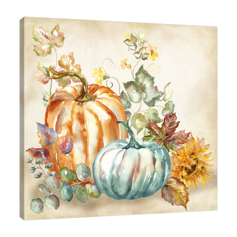 «Watercolor Harvest Pumpkins» par Tre Sorelle Studios - impression sur toile tendue, H 24 po x l 24 po x P 1,5 po