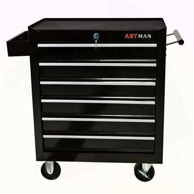 Rolling Tool Chest, 6 Drawer Tool Box With Wheels, Heavy Duty Industrial Service Cart Storage Organizer With Locking System, Rolling Tool Box Organizer Tool Case For Garage, Repair Shop-BLACK