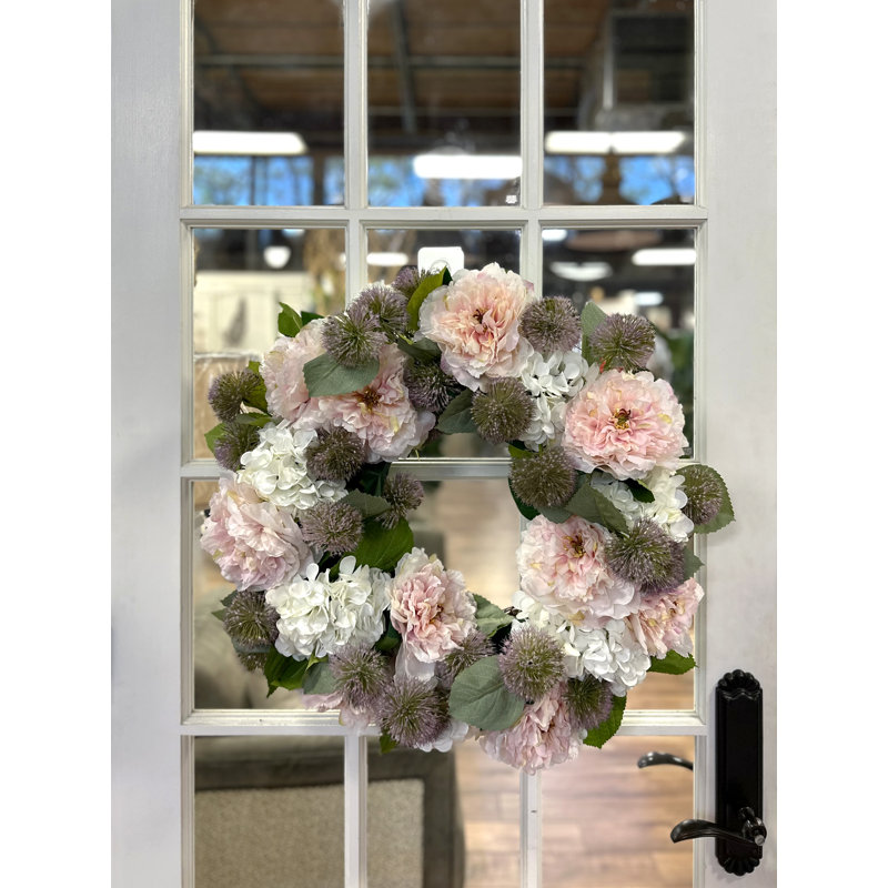 23" Peony, Hydrangea anD Globe Thistle Wreath