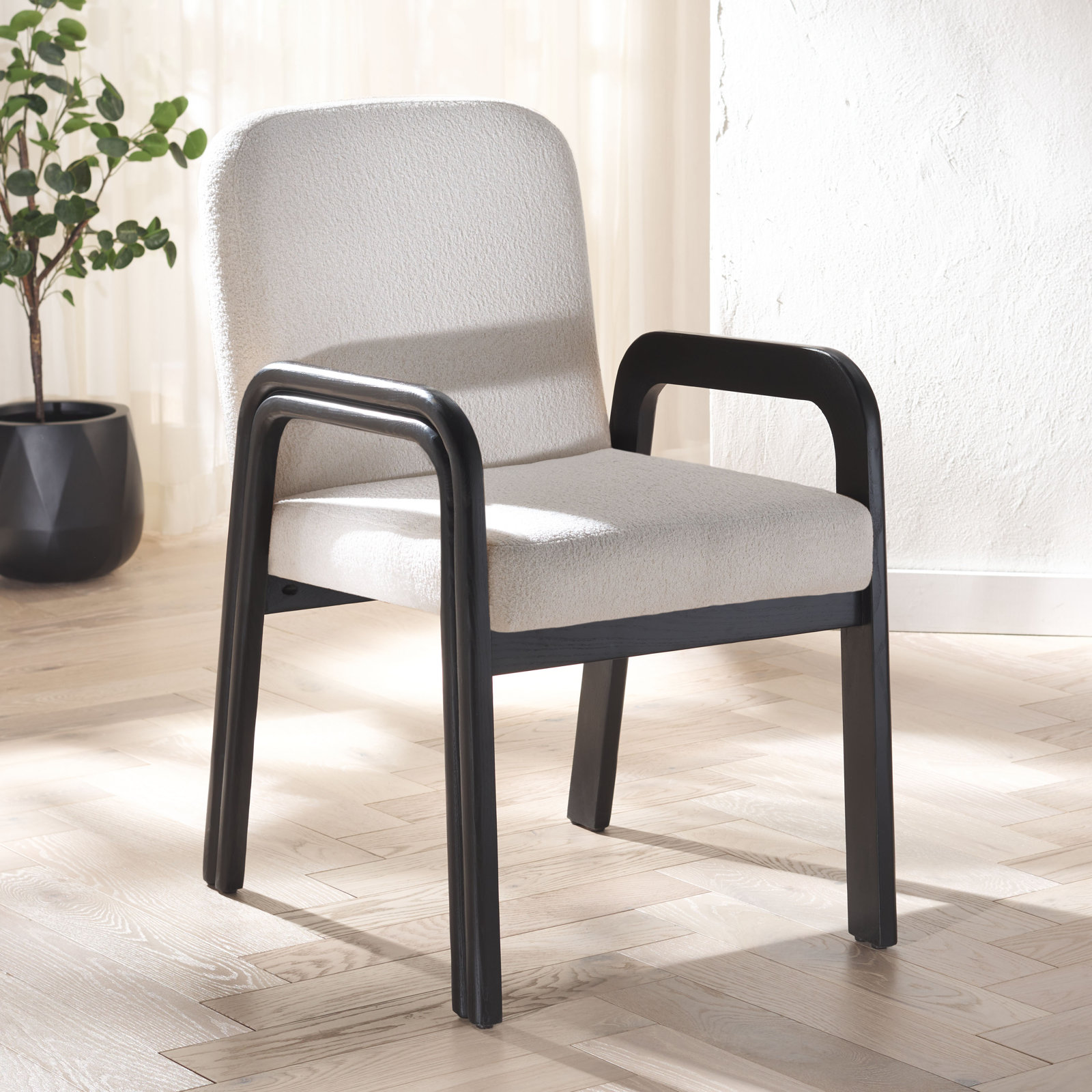 Elara Armchair, Ivory, Black