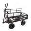 (Chariot utilitaire noir à double clôture) Les chariots de jardin avec chariot facilitent le transport du bois de chauffage-118414701