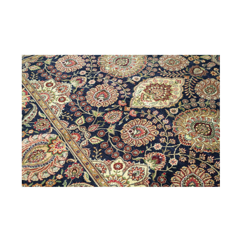 Tapis oriental en laine noué à la main bleu marine / rouge / noir Manchuria