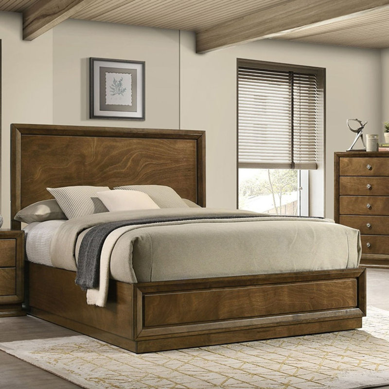 Mobilier de chambre à coucher à panneau en bois de noyer à forte densité de style transitionnel 1pc, Simple