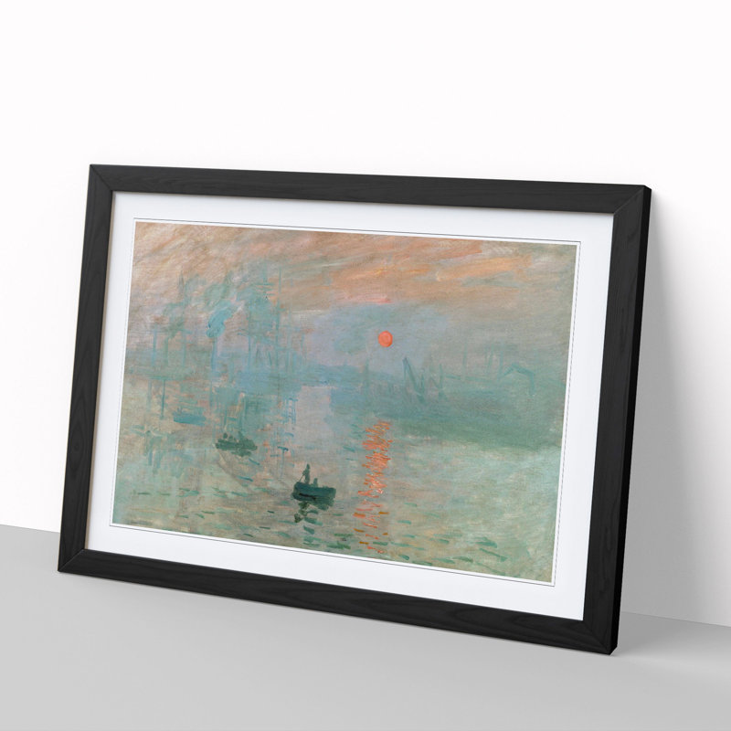 Monet - Impression, Sunrise by Claude Monet - Picture Frame Painting, 48cm H x 65cm W x 2cm D, Black