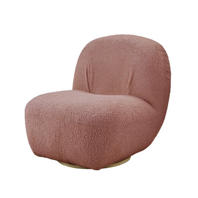 Pink Accent Chair With Smooth Swivel Function - D28 Foam Density, 21" Seat Depth, Modern Relax Wood Frame, 27" Product Height, Cozy And Elegant