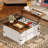 35.4" Farmhouse Lift Top Coffee Table, Square Wood Center Table With Charging Station, Rustic Lift Tabletop Dining Table with Large Hidden Compartment for Home Living Room-557381376
