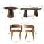 Ensemble de salle à manger extensible de 47" à 83" avec table ovale centrale et chaises rondes en velours-2082887293-2083567882