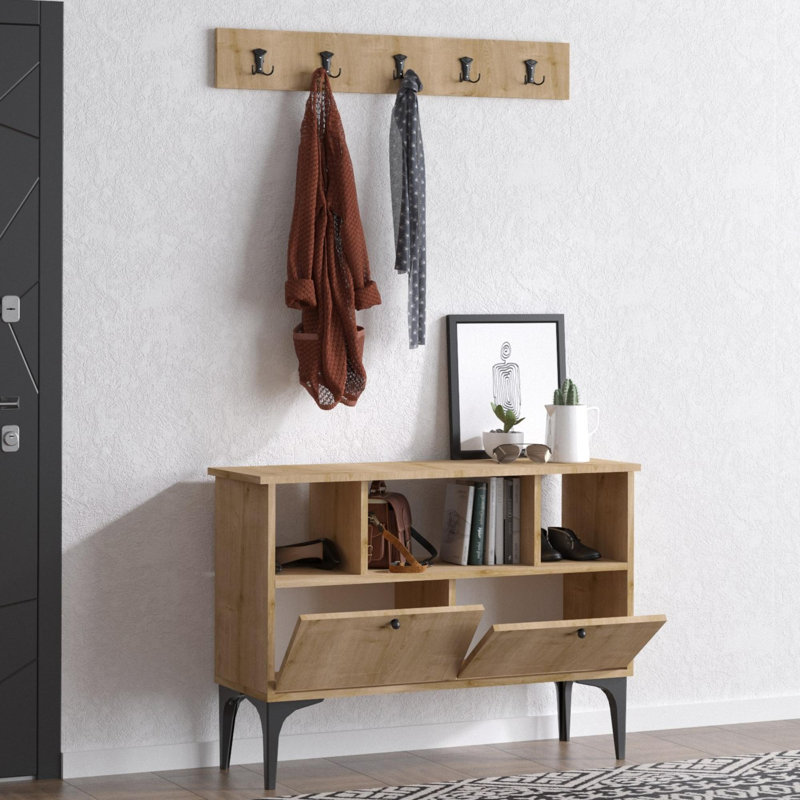 Baneen 8 Pair Shoe Storage Cabinet, Sapphire Oak