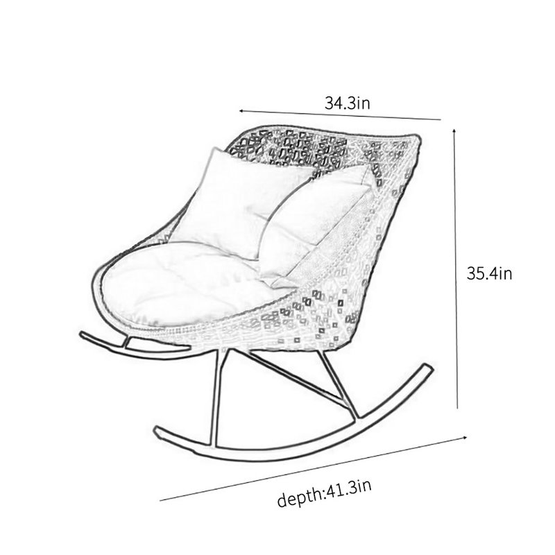 Chaise berçante décontractée simple et moderne, Beige, Blanc cassé