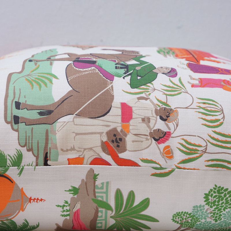 Bara Bazaar Pillow Cover, White/Green/Orange, 20" H x 20" W