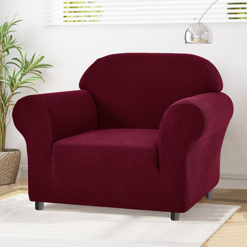 Box Cushion Armchair Slipcover, Burgundy