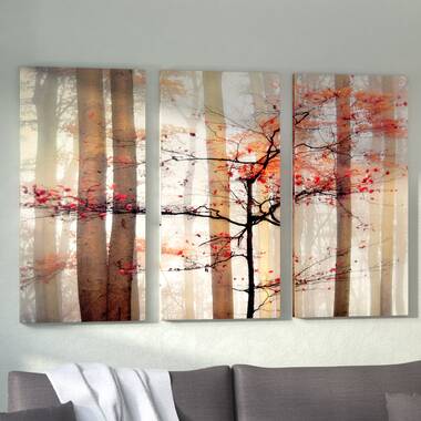 orange and white wall art