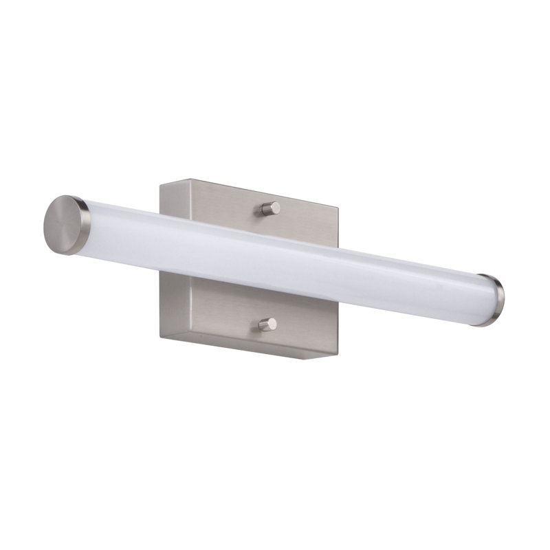 Éclairage linéaire rond pour meuble-lavabo à DEL 18 po, Nickel brossé, H 4,5 po x l 18 po x P 1,625 po