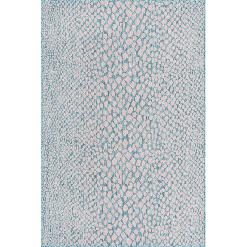 Outdoor Destiny Area Rug Aqua Color, Rectangle 6' x 9'
