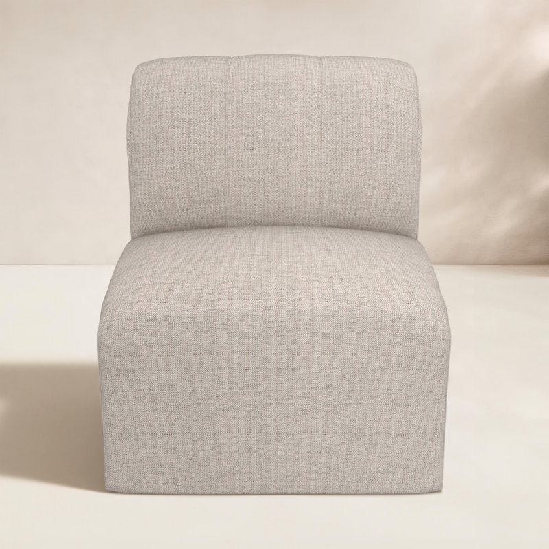 Praia Modern Upholstered Armless Lounge Chair with Sunbrella Fabric, Sunbrella® Cast Silver