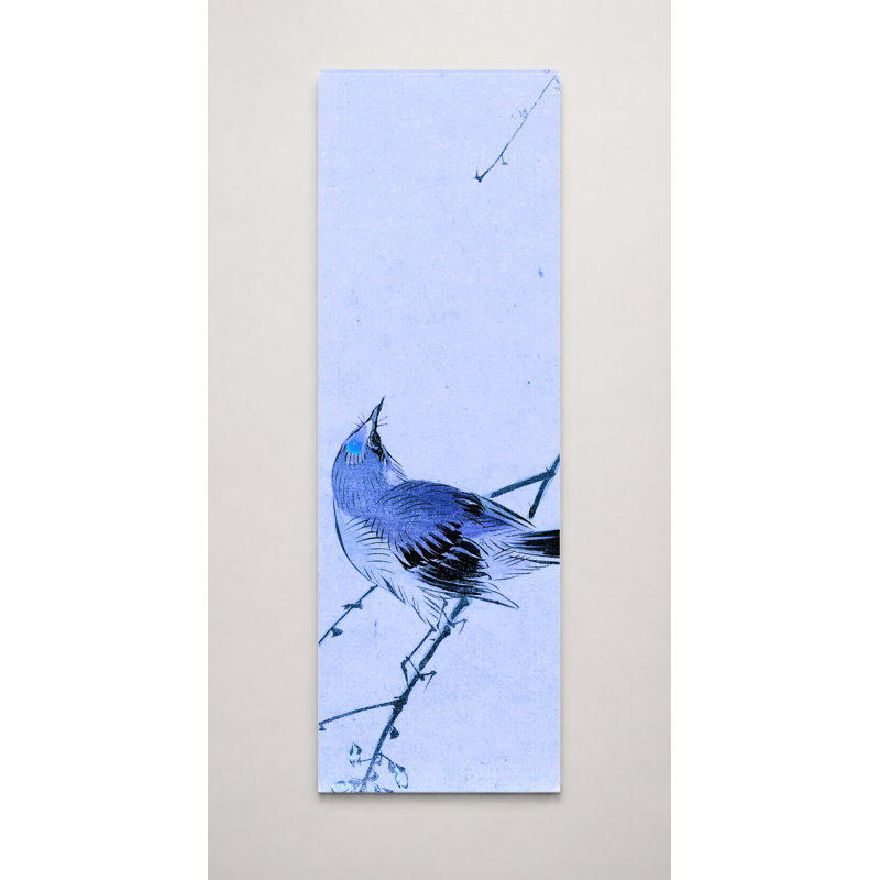 Oiseau sur une branche en fleurs, 12" W x 36" H