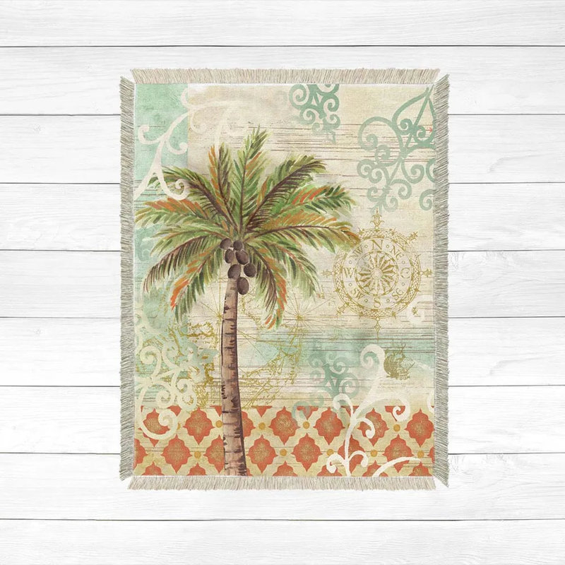  Jeté 100% coton Spice Palm, L 50 po x L 60 po
