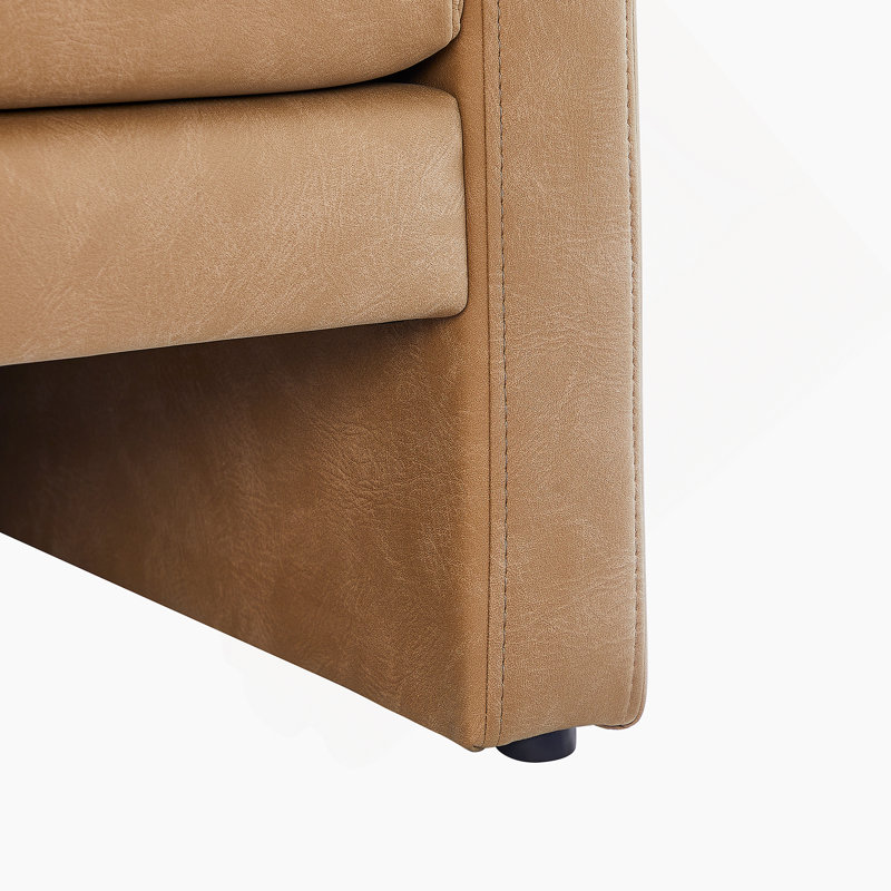 Fauteuil en cuir Philomena Dayna, Cuir miel et végétalien