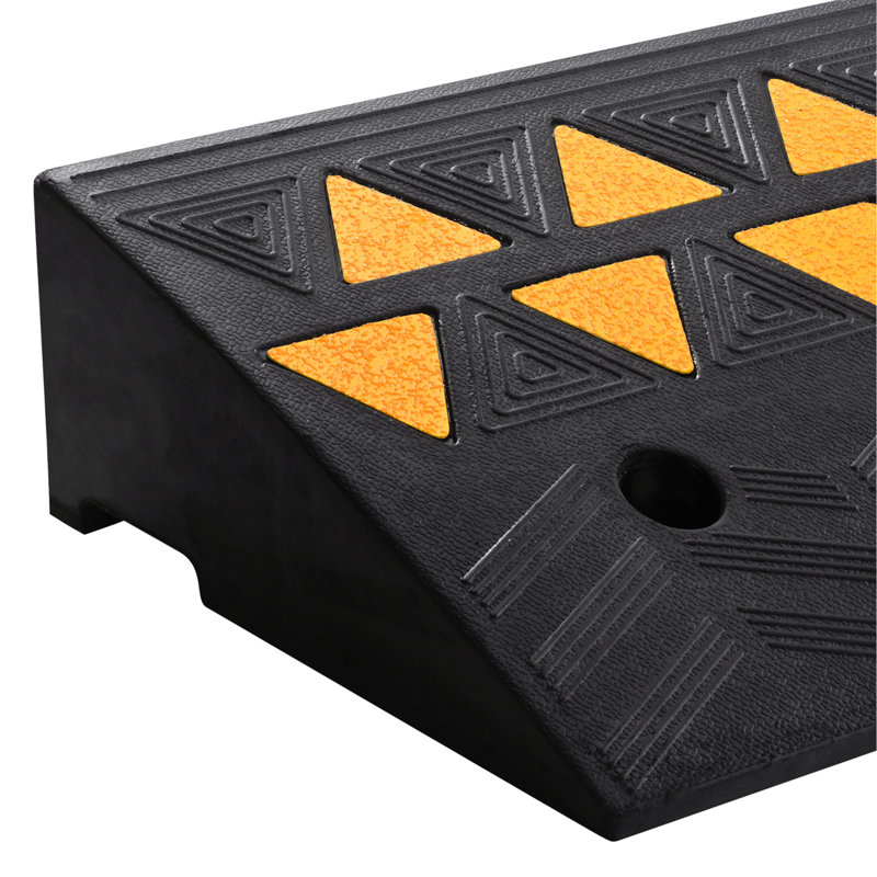 Paquet de 2 rampes en caoutchouc, rampes de seuil robustes d'une hauteur de 5 po, capacité de charge de 33069 lb / 15 t, rampes d'allée avec structure de grille stable pour voitures, fauteuils roulants, vélos, motos