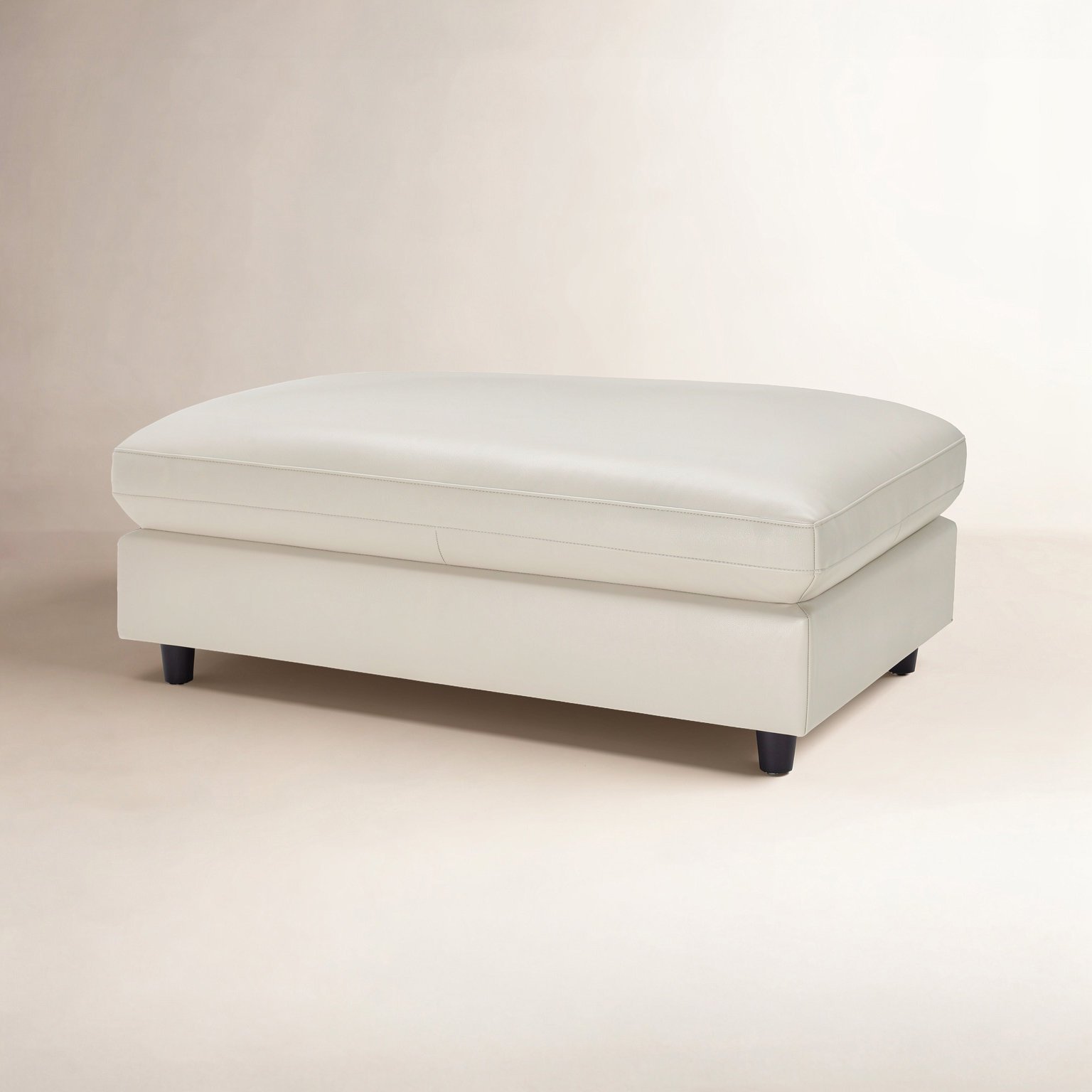 Fleetwood 45" Genuine Leather Ottoman, Denali Ivory Genuine Leather