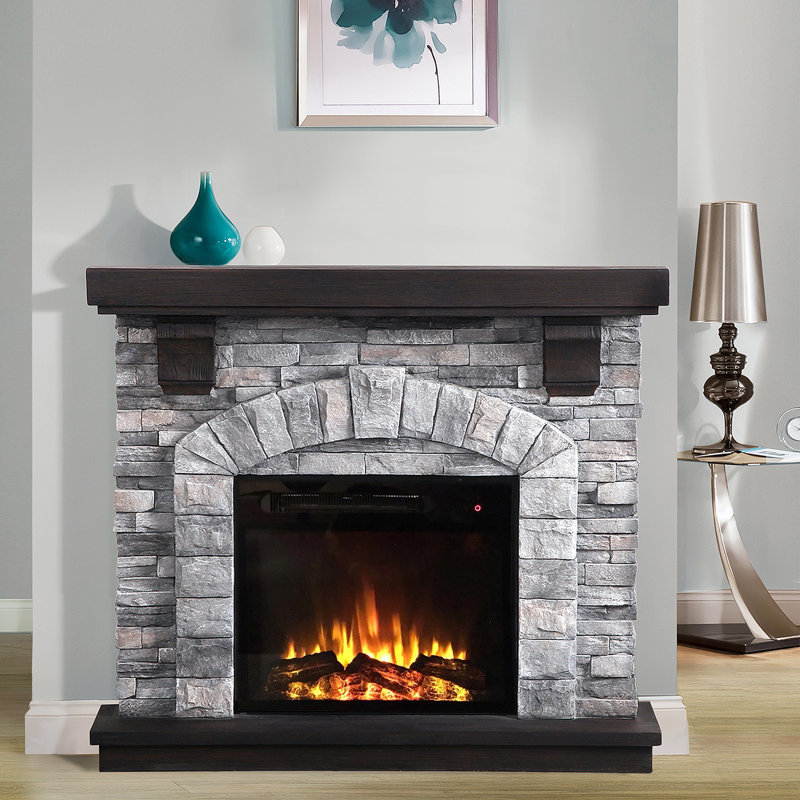 Troy 45'' W Electric Fireplace, Gray