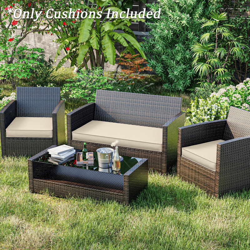 Outdoor Seat Cushions (Set Of 3), Cream