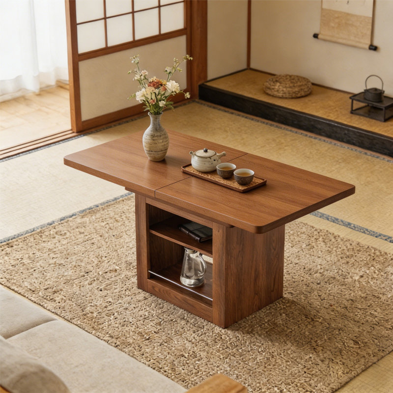 Table de salle à manger rectangulaire avec espace de rangement, Walnut