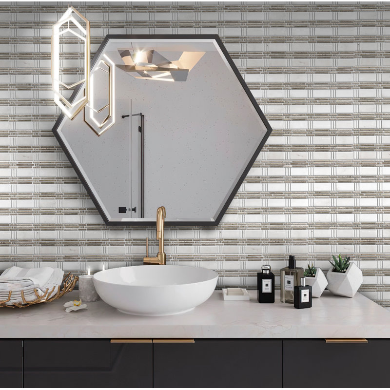 12" x 12" Wood Versailles Mosaic Wall & Floor Tile