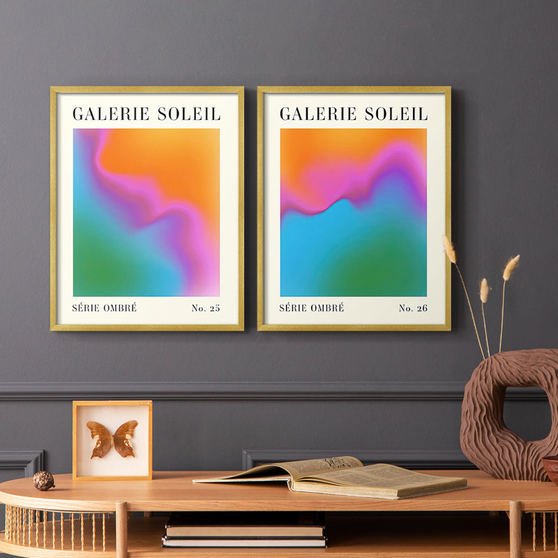 Reproduction encadrée Gallerie Gradient I-Premium - prête à être accrochée - aucun clou requis - aucun clou requis, Doré