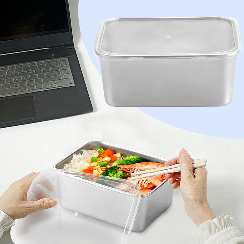 A container 304 Stainless Steel Rectangular Covered Food Storage Box