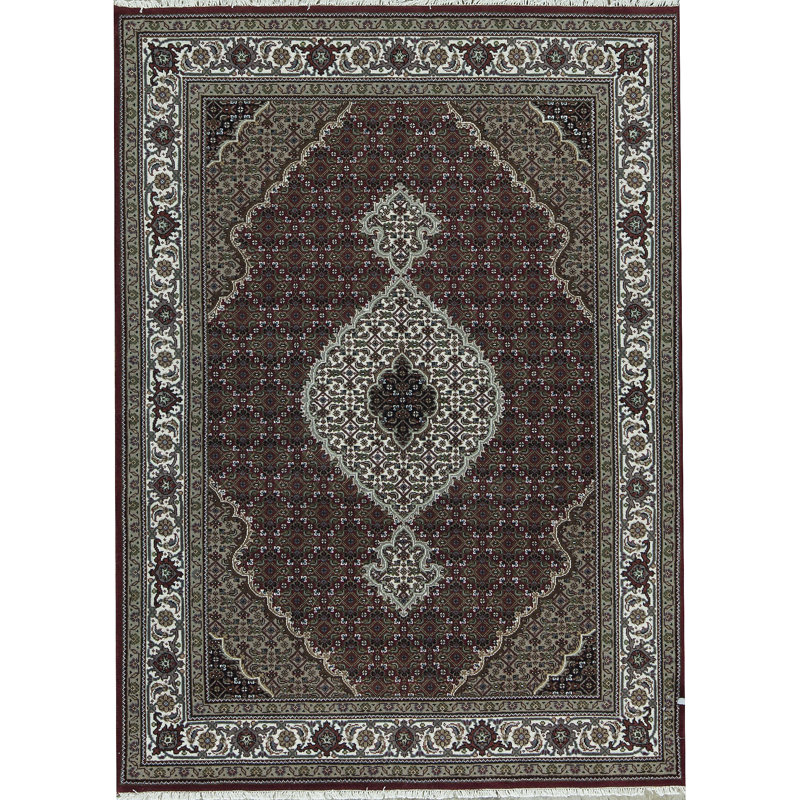 Hand-Knotted High-Quality Red and Cream Area Rug