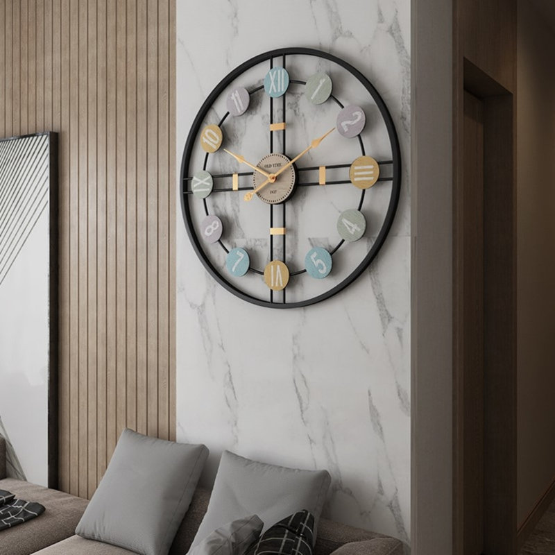 Dozier Metal Wall Clock, Black/Gold