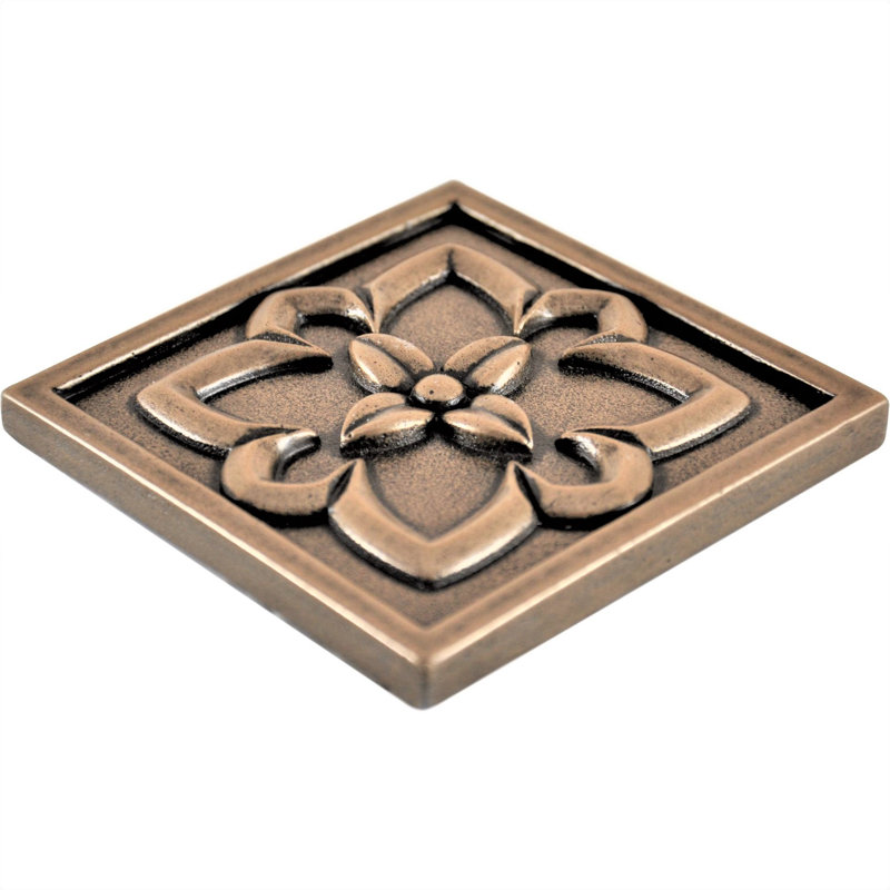 Crown 2'' x 2'' Hand Painted Resin Decorative Accent Tile, Bronze