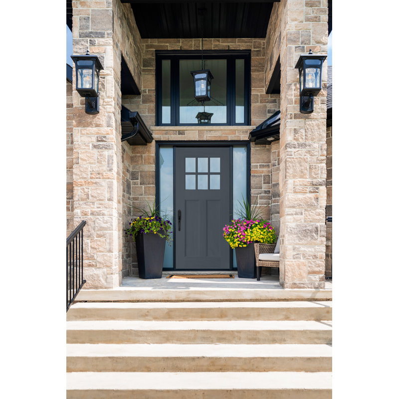 Porte d'entrée pré-suspendue en acajou non plaqué 36 "x 80" Mission par Prestige Door Mission, 6,56 po de largeur du bras