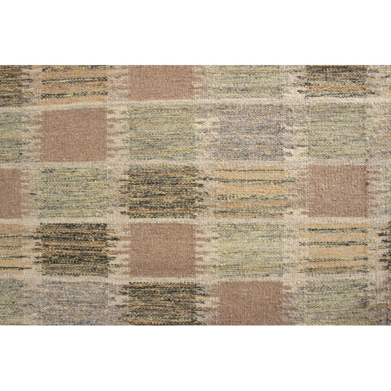 Scandinavian Hand Knotted Wool Geometric Area Rug, Rectangle 10' x 14'