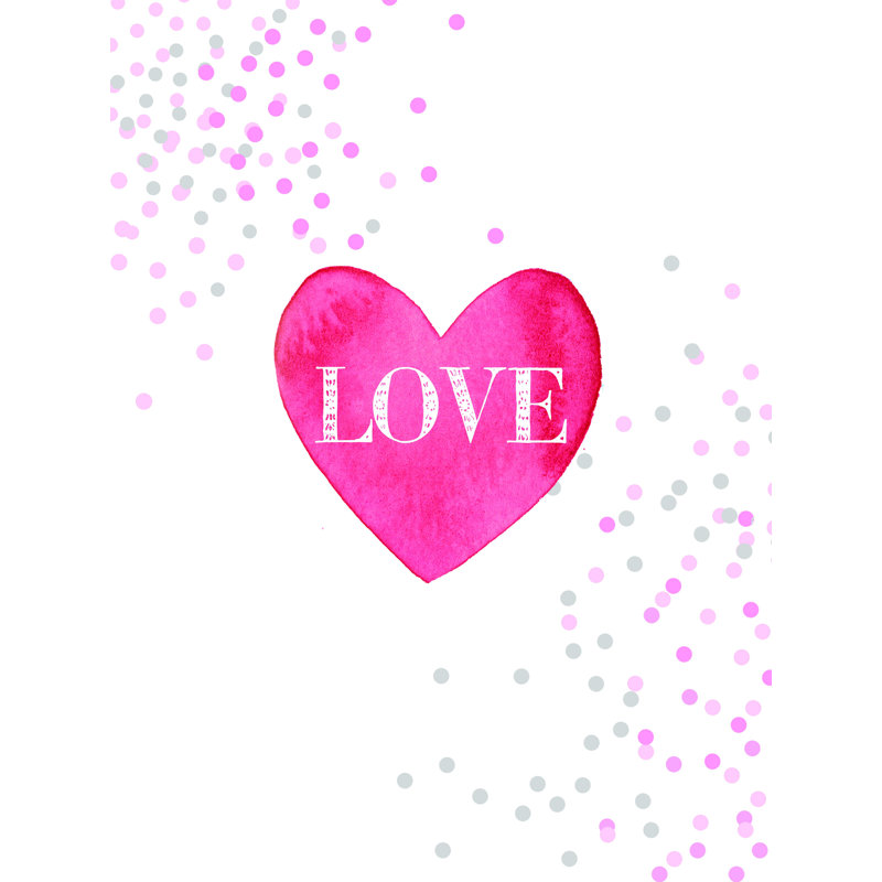 «Love Heart Pink Polka», reproduction sur toile tendue, H 32 po x l 24 po
